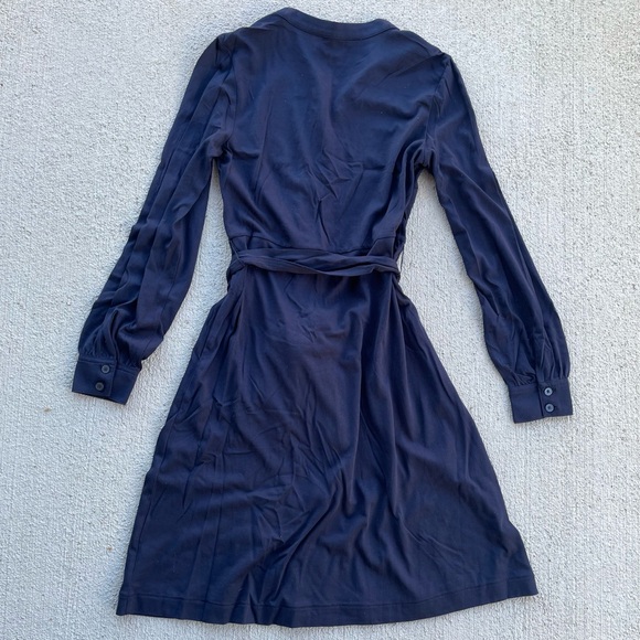 Boden Navy Button Front Shirt Dress Tie Waist Long Sleeve Petite 2 NWT - Picture 6 of 7